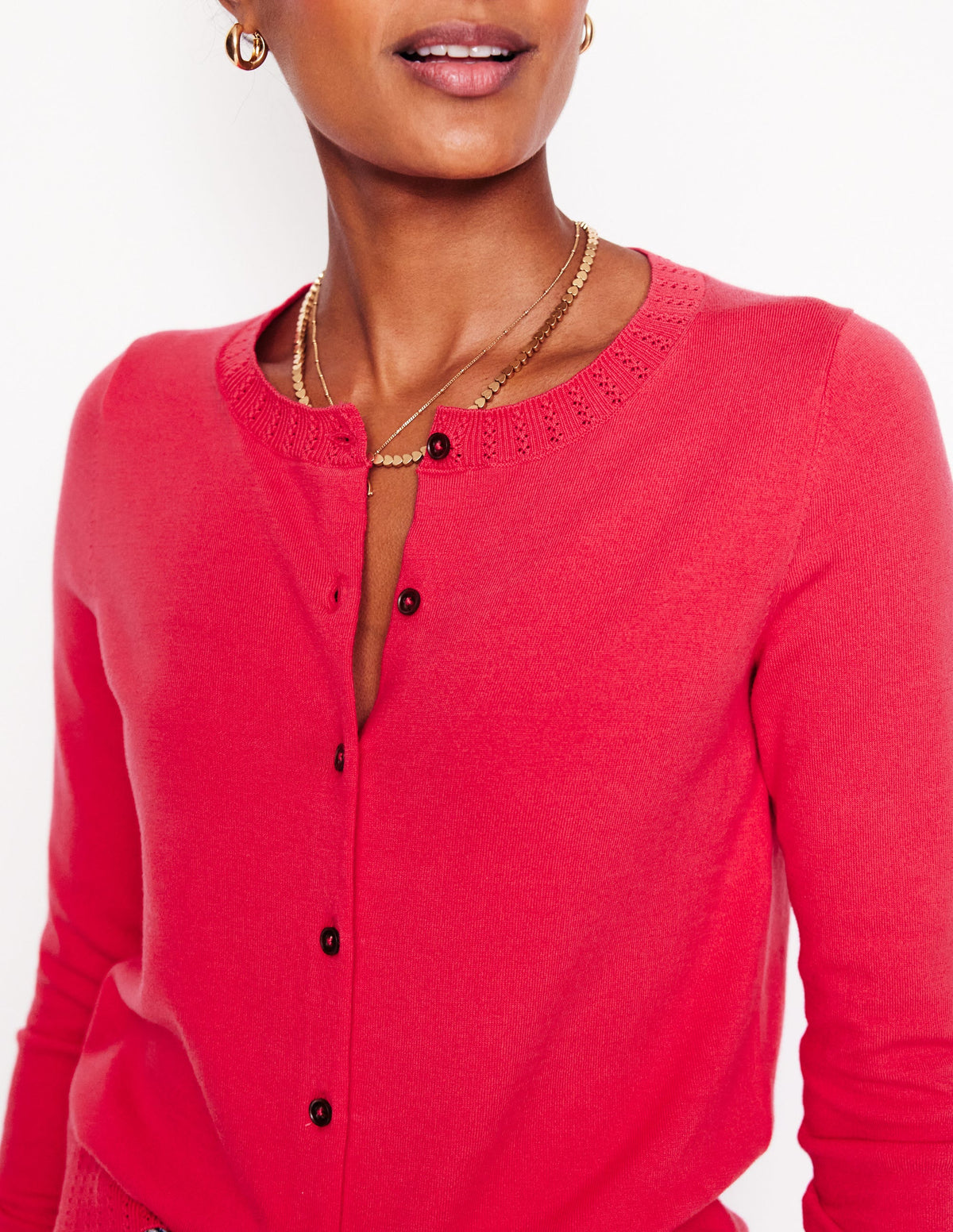 Emilia Baumwollstrickjacke mit Rundhalsausschnitt-Kamelienrosa - Image 2