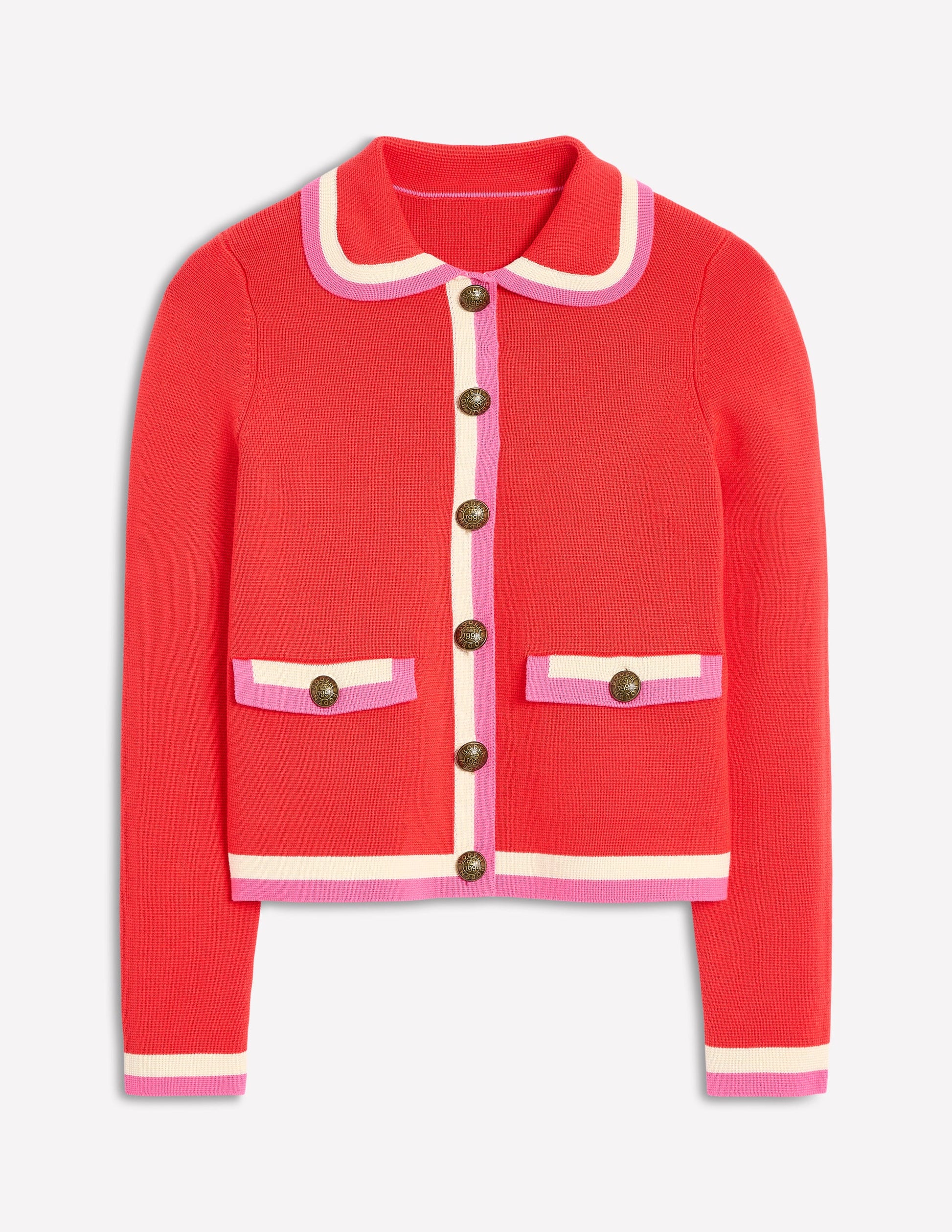 Holly Strickjacke mit Kragen-Erbeerkuchenrot-7
