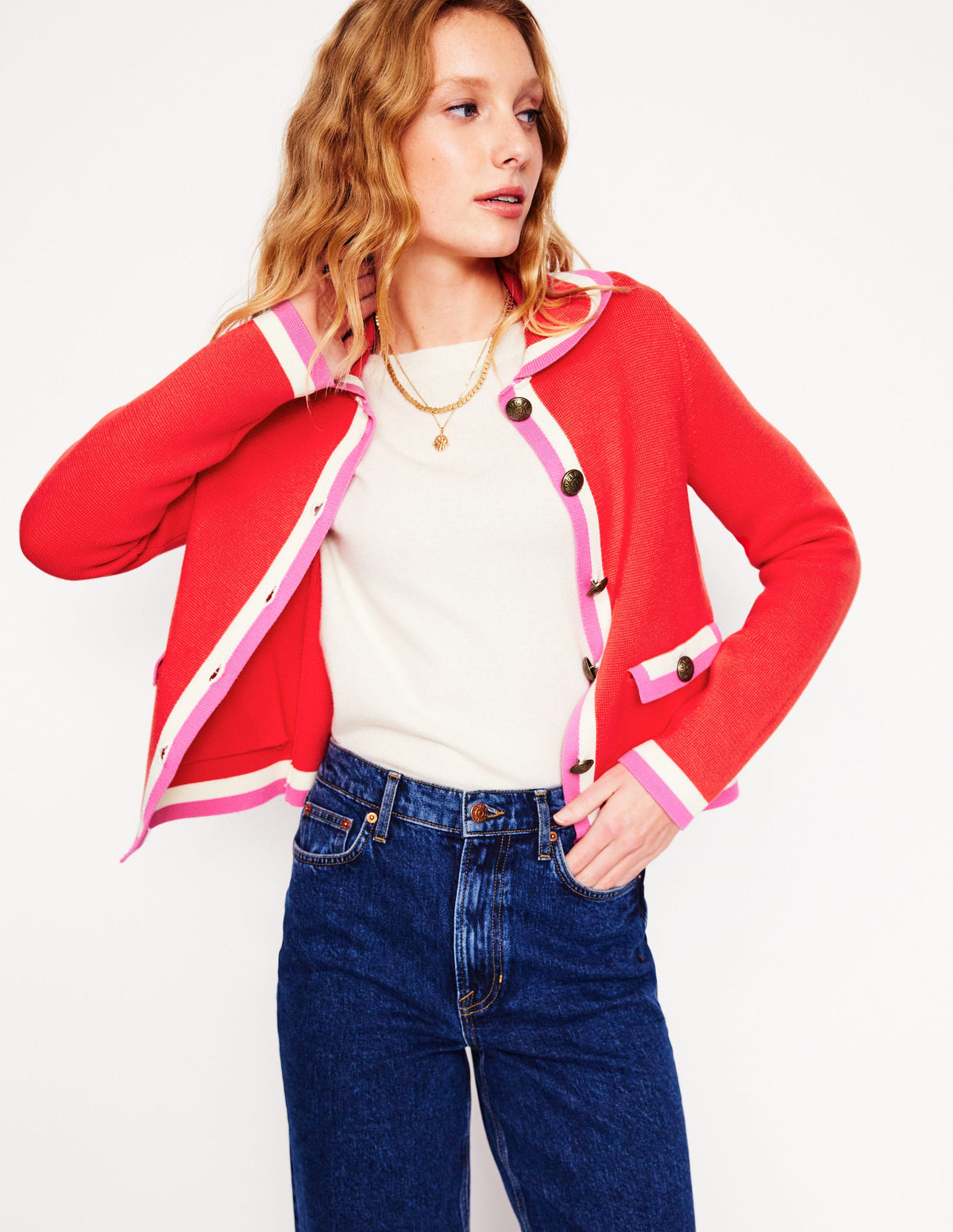 Holly Strickjacke mit Kragen-Erbeerkuchenrot - Image 5