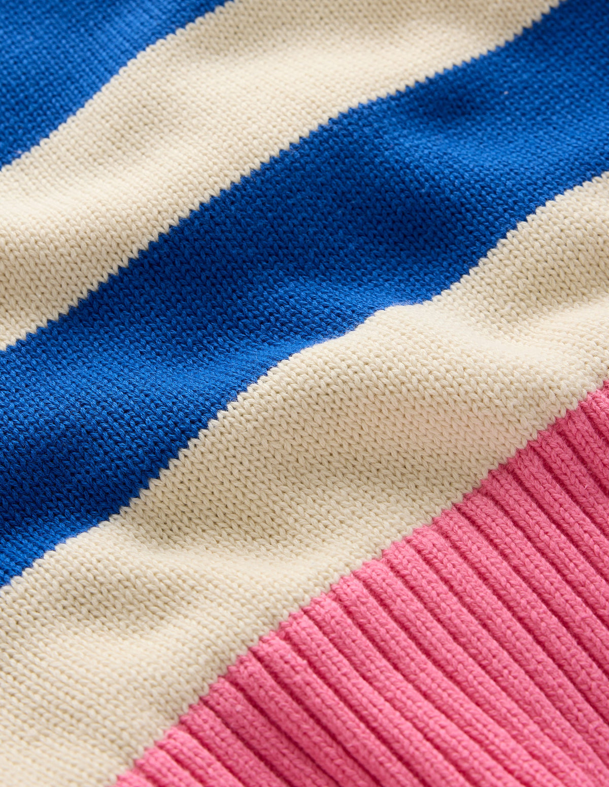 Lucinda Gestreifter Pullover aus Baumwolle-Leuchtendes Blau, Rosarote Bündchen - Image 7