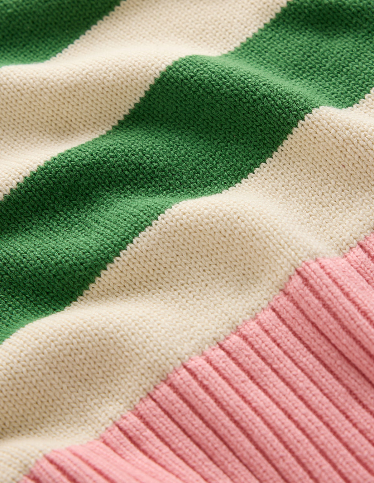 Lucinda Gestreifter Pullover aus Baumwolle-Paradiesgrün, Rosa Bündchen - Image 6