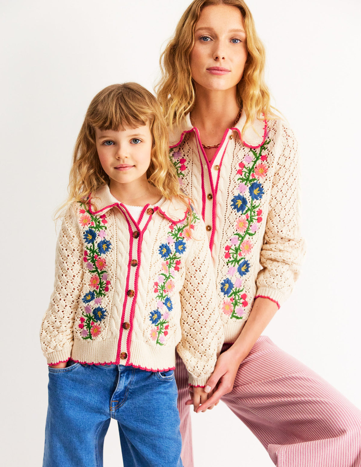 Bestickte Baumwoll-Strickjacke-Warmes Naturweiß - Image 6