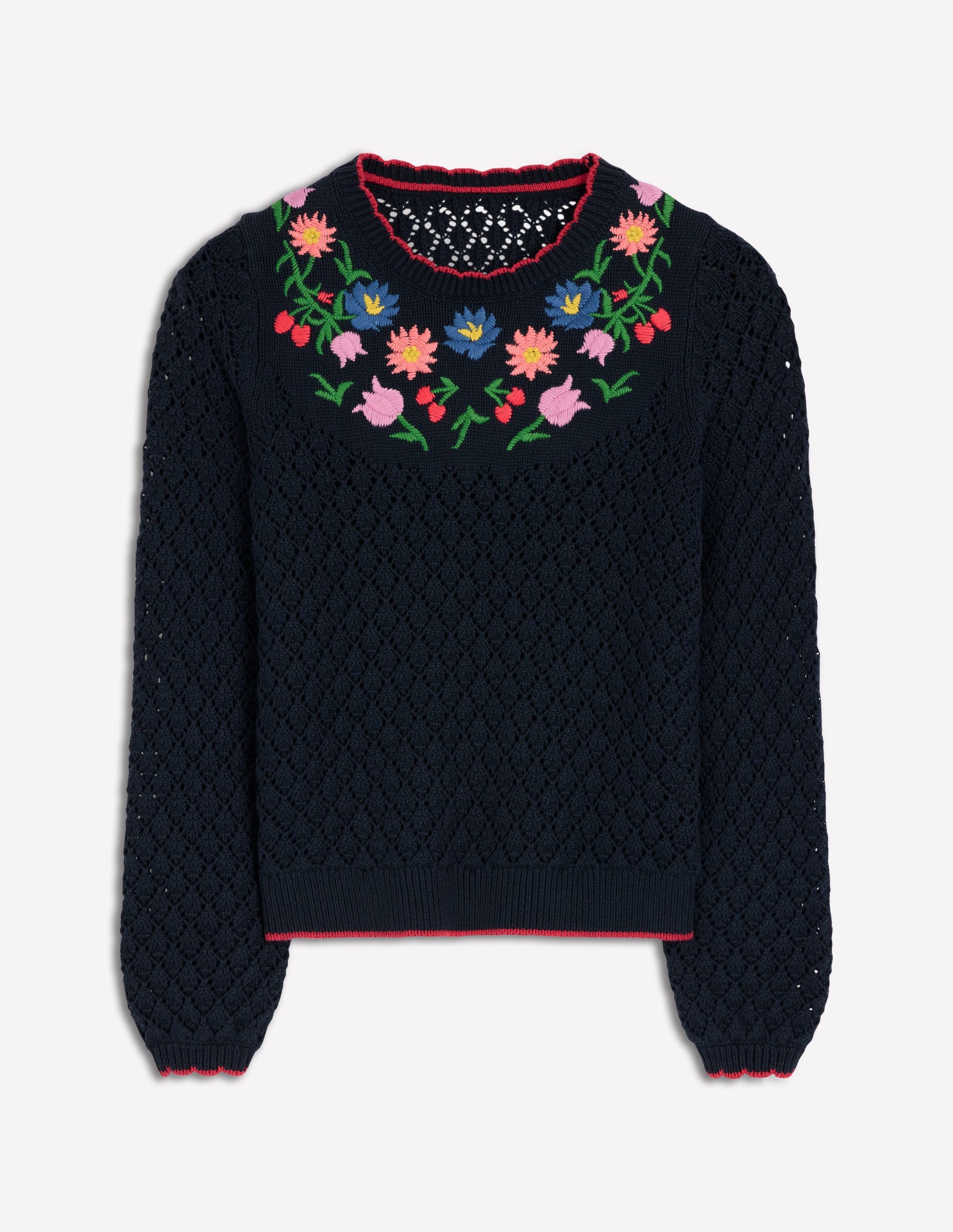 Bestickter Baumwollpullover-Aqua Marine Marl-6