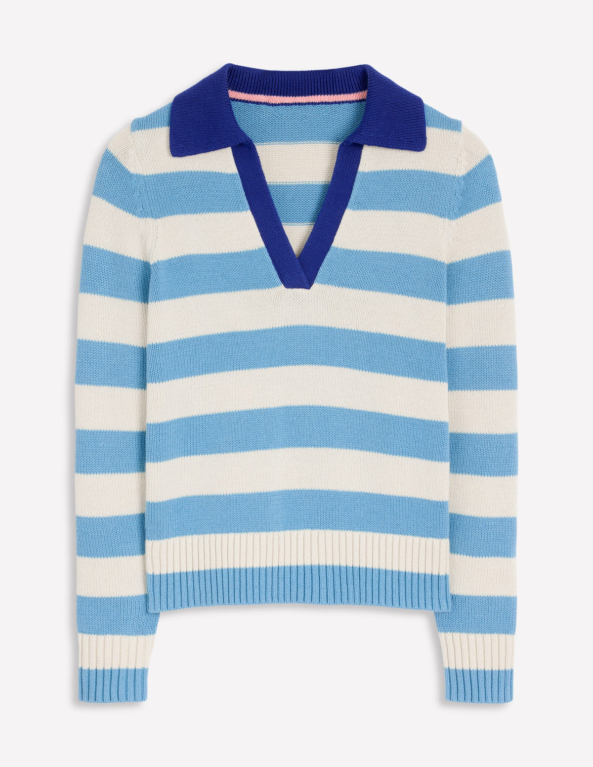 Sasha Gestreiftes Henley-Shirt aus Baumwolle-Entenei-Blau und Naturweiß Streifen - Image 7