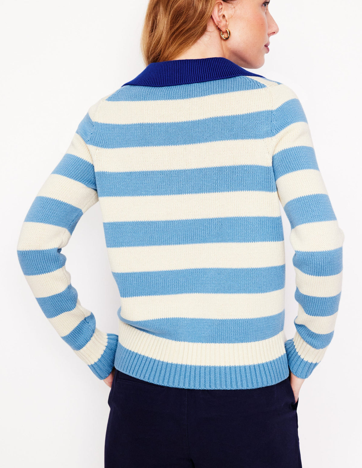 Sasha Gestreiftes Henley-Shirt aus Baumwolle-Entenei-Blau und Naturweiß Streifen - Image 4