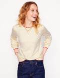 Pru Pullover mit Muschelsaum-Warmes Naturweiß