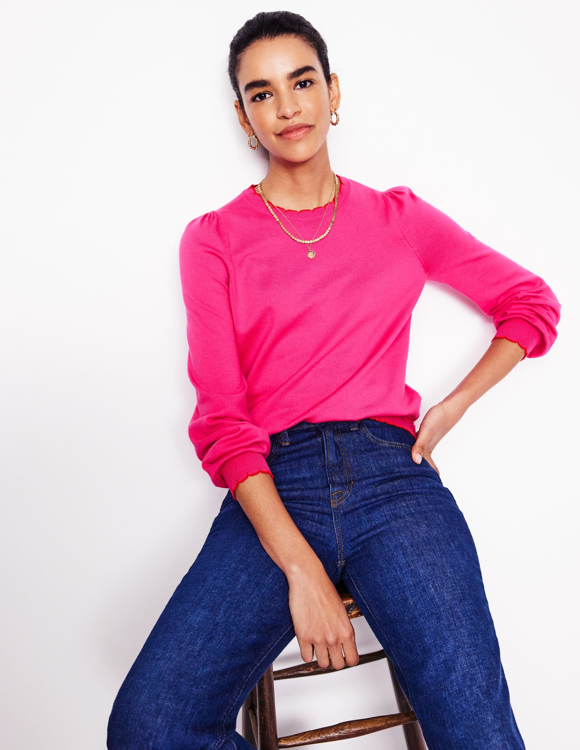 Pru Pullover mit Muschelsaum-Rosarot - Image 1