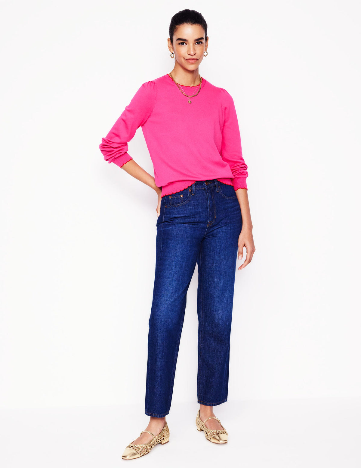 Pru Pullover mit Muschelsaum-Rosarot-4
