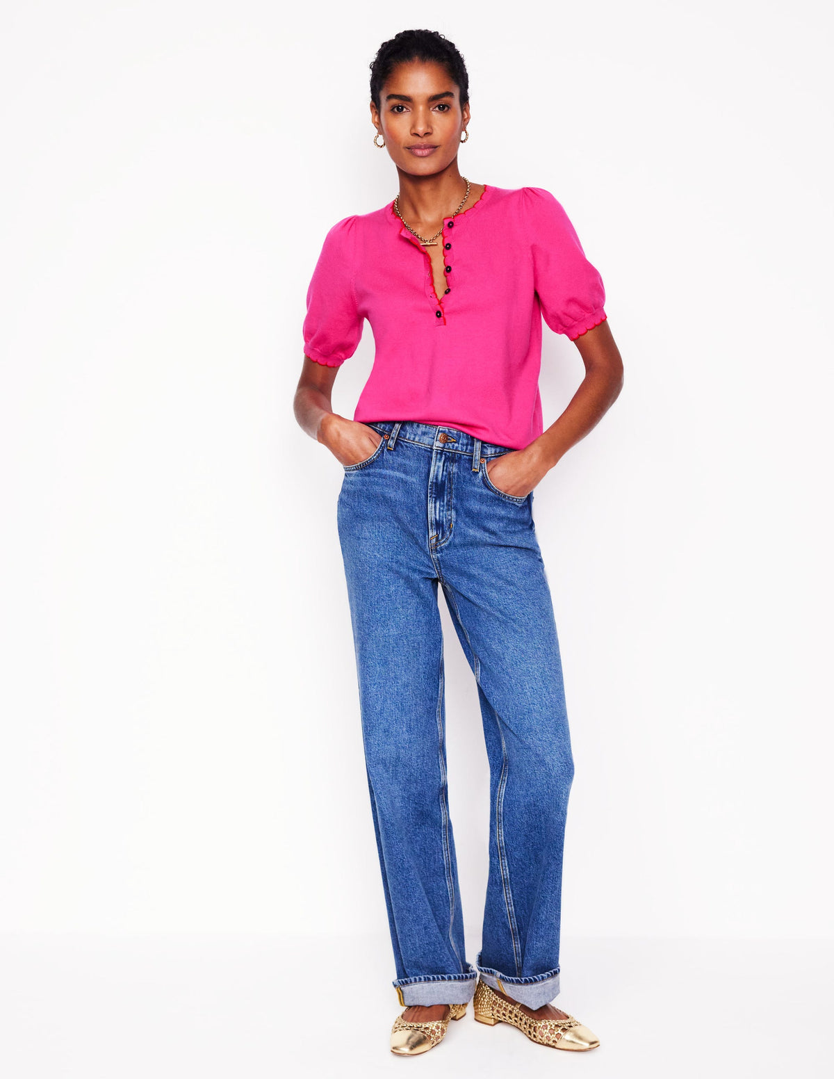 Pru T-Shirt mit Muschelsaum-Rosarot-1