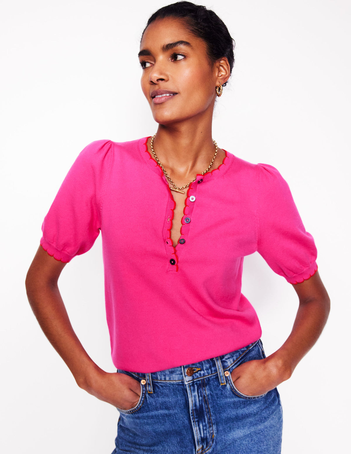 Pru T-Shirt mit Muschelsaum-Rosarot-4