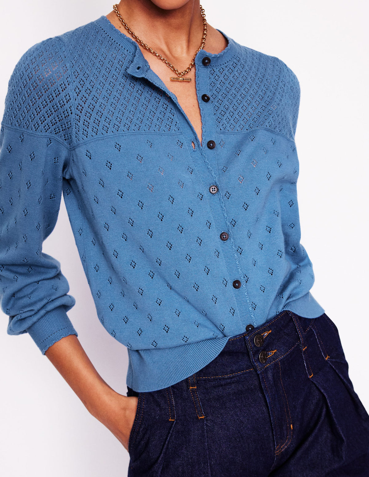 Rosalie Pointelle-Strickjacke-Blue River Blau - Image 2