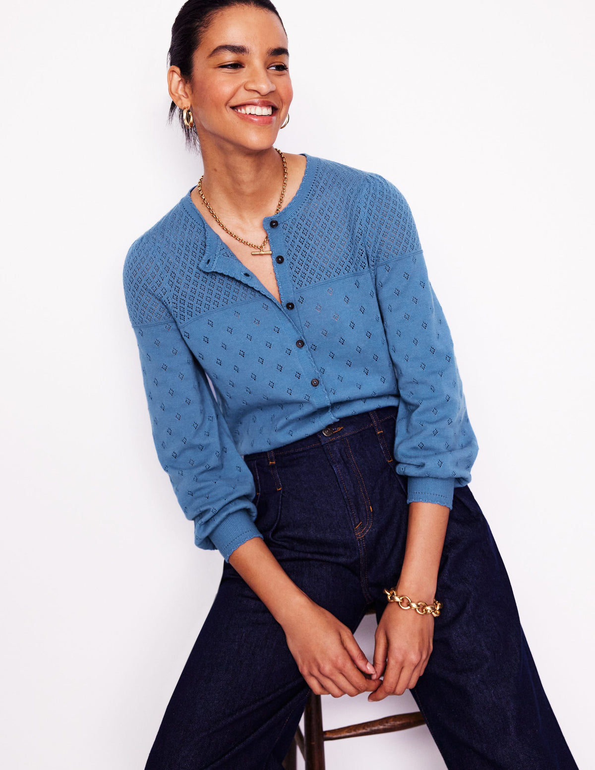 Rosalie Pointelle-Strickjacke-Blue River Blau-4