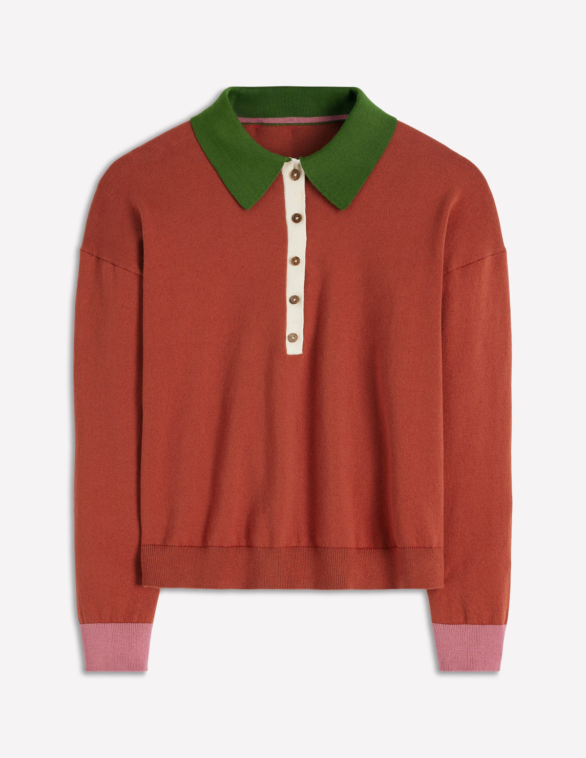 Lara Henley-Pullover aus Baumwolle-Scheunenrot-6