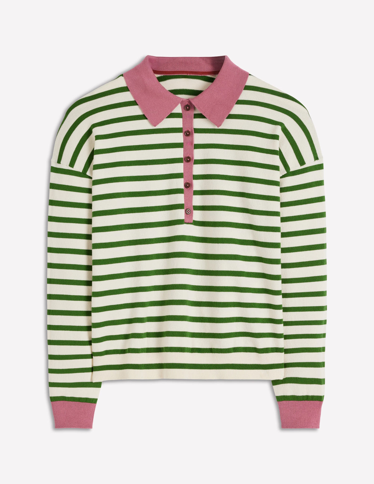 Lara Cotton Henley Jumper-Warm Ivory, Courtyard Stripe-5