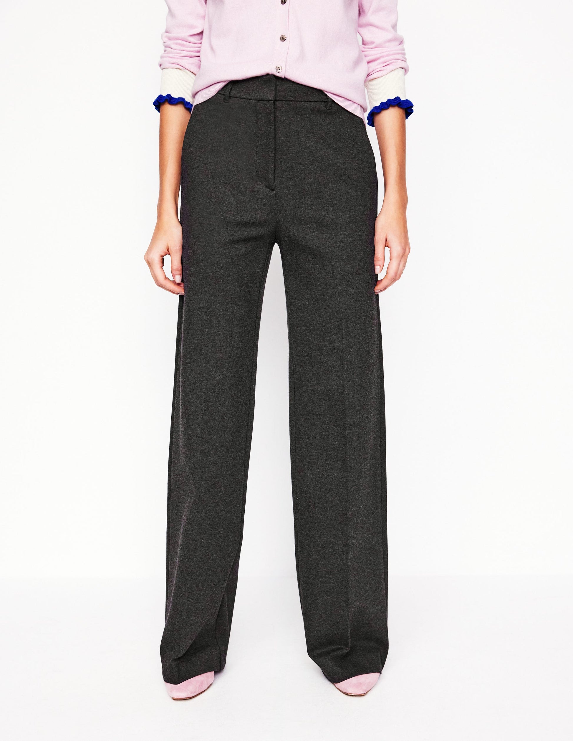 Westbourne Ponte Trousers-Charcoal Marl-2
