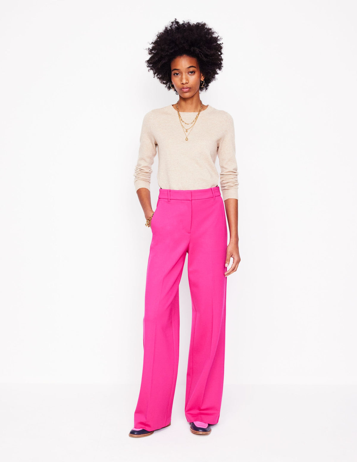 Westbourne Ponte Trousers-Pink Peony - Image 1
