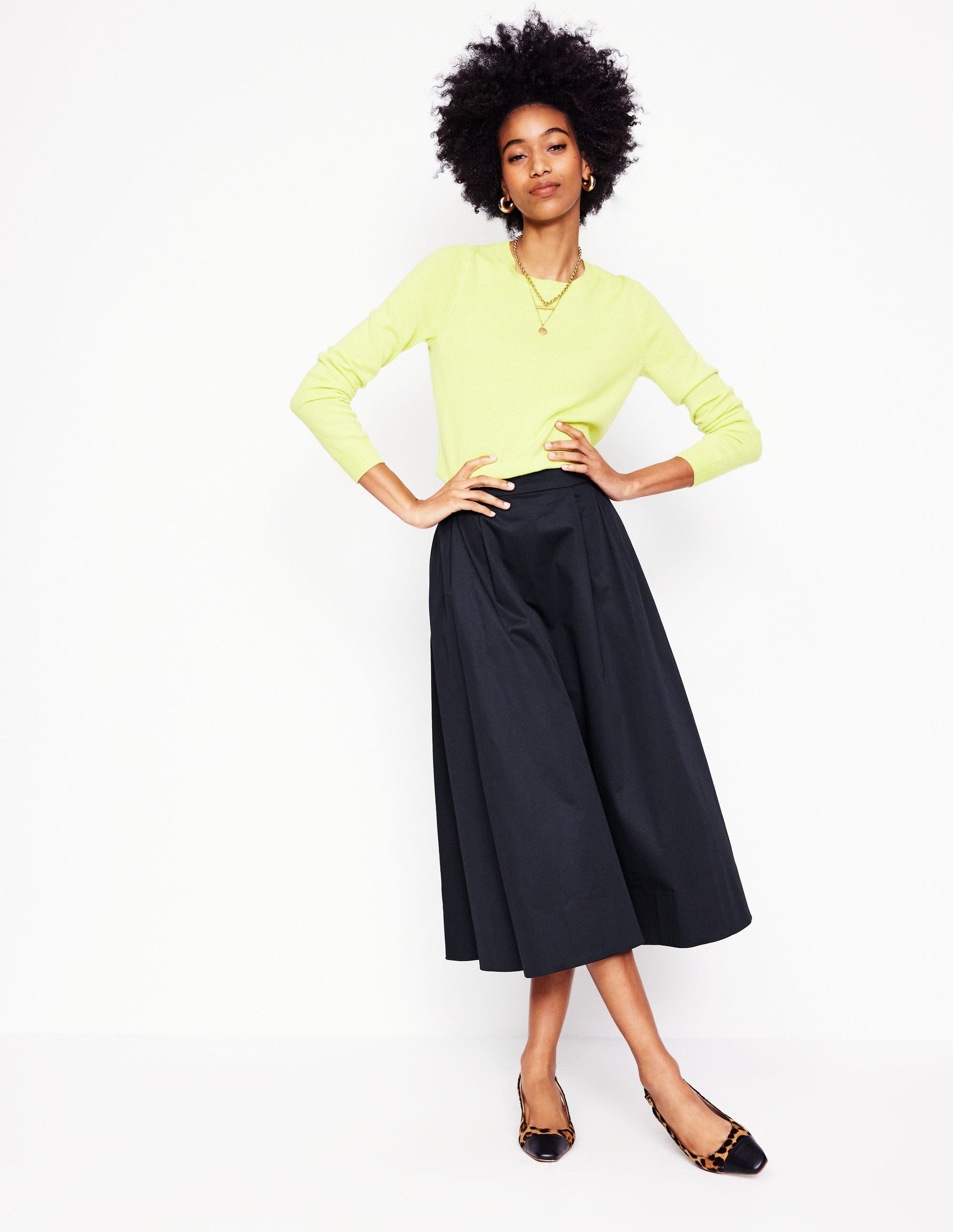 Isabella Cotton Sateen Skirt-Black-1