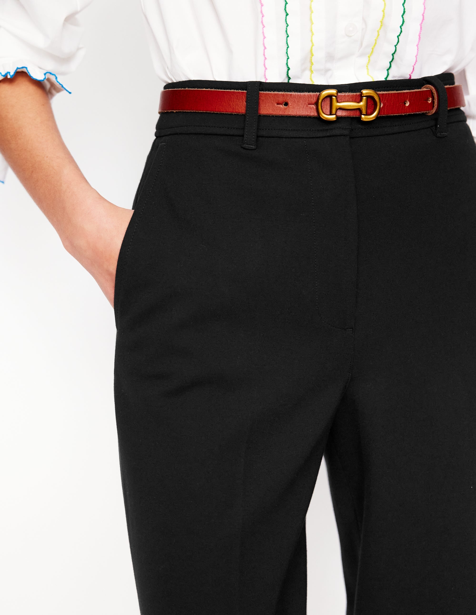 Verkürzte Ponte-Hose-Schwarz - Image 2