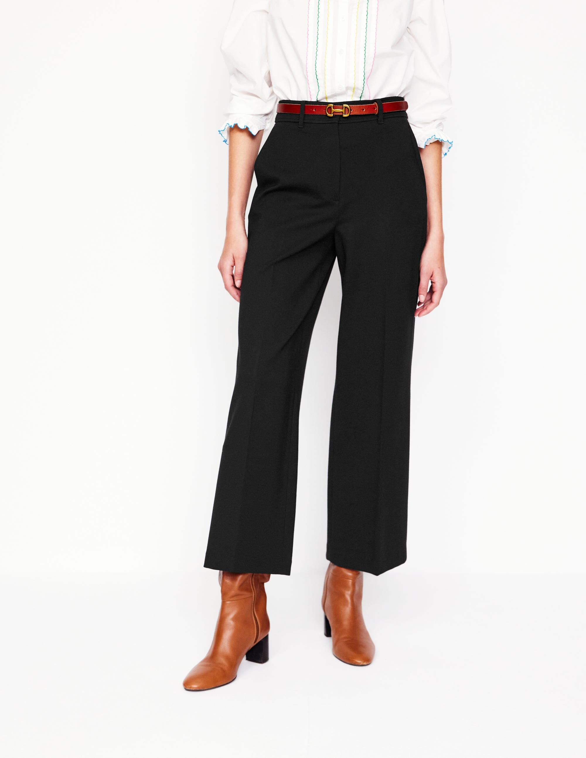 Verkürzte Ponte-Hose-Schwarz - Image 5