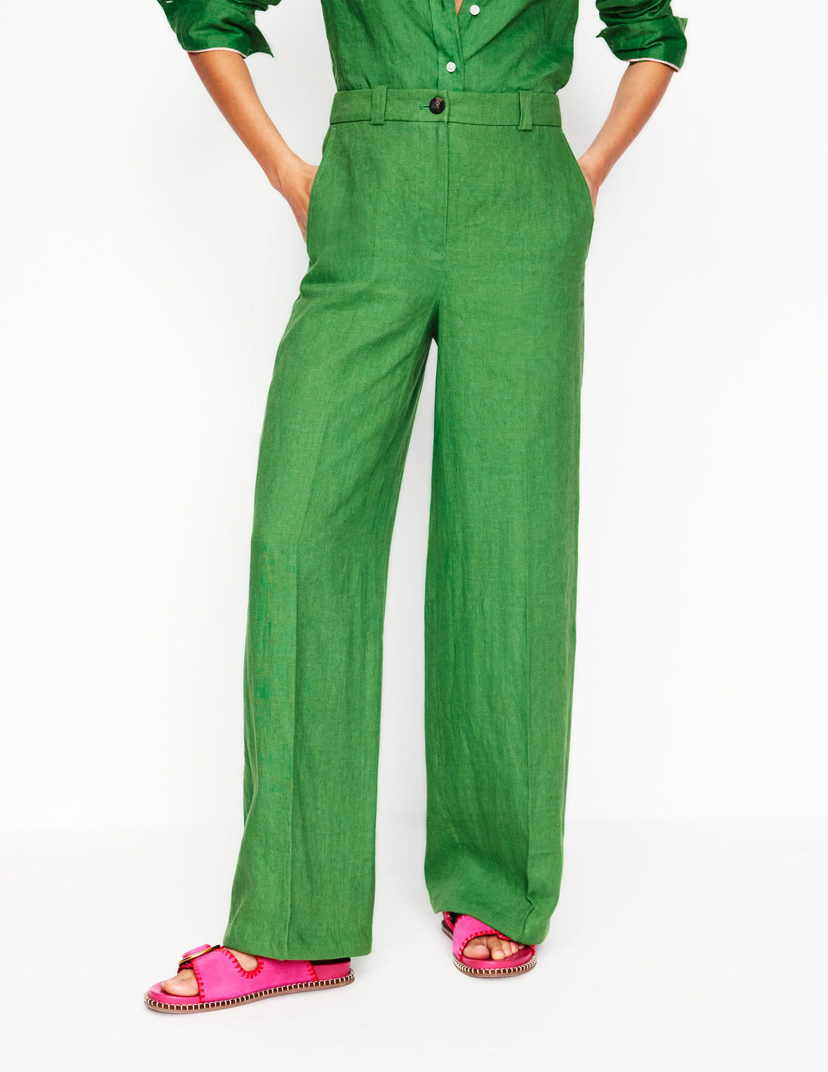 Westbourne Linen Trousers-Paradise Green-4