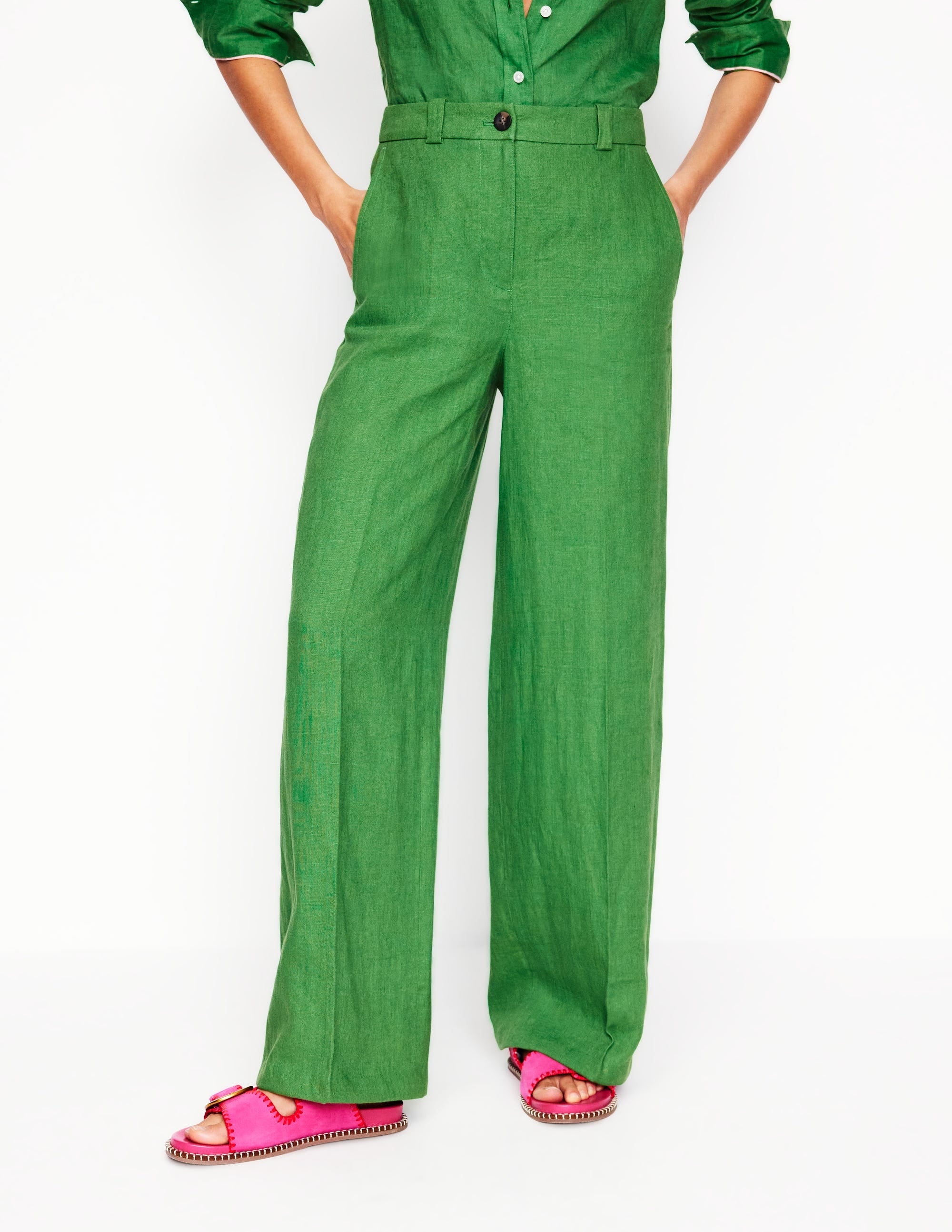 Westbourne Linen Trousers-Paradise Green - Image 4