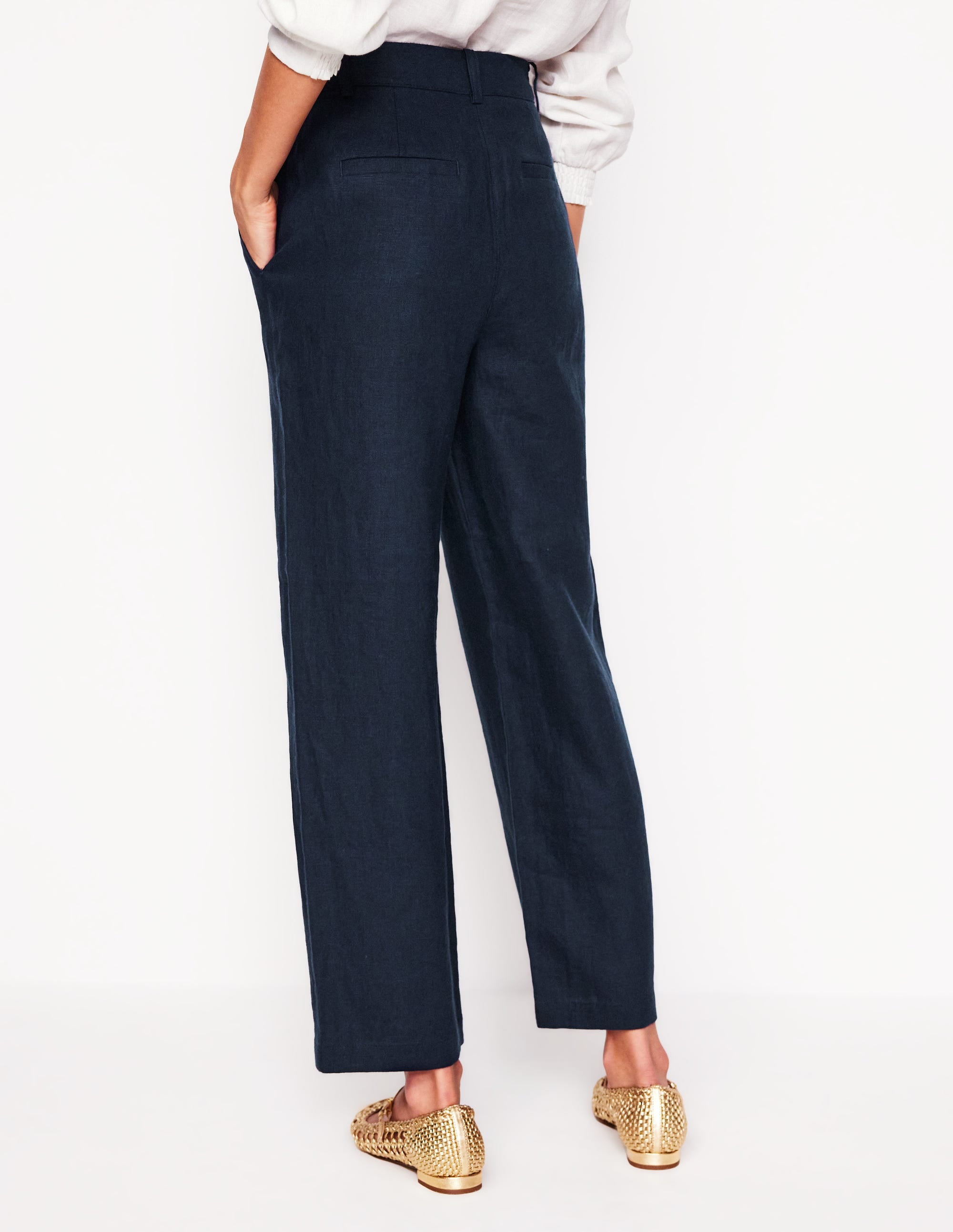 Westbourne Verkürzte Leinenhose-Marineblaue - Image 3