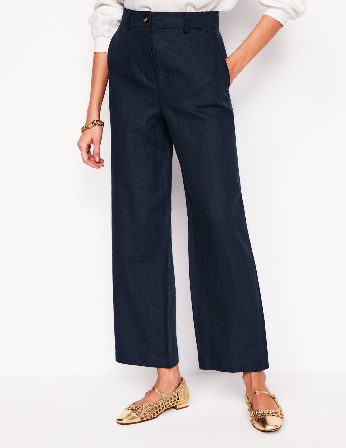 Westbourne Verkürzte Leinenhose-Marineblaue-4