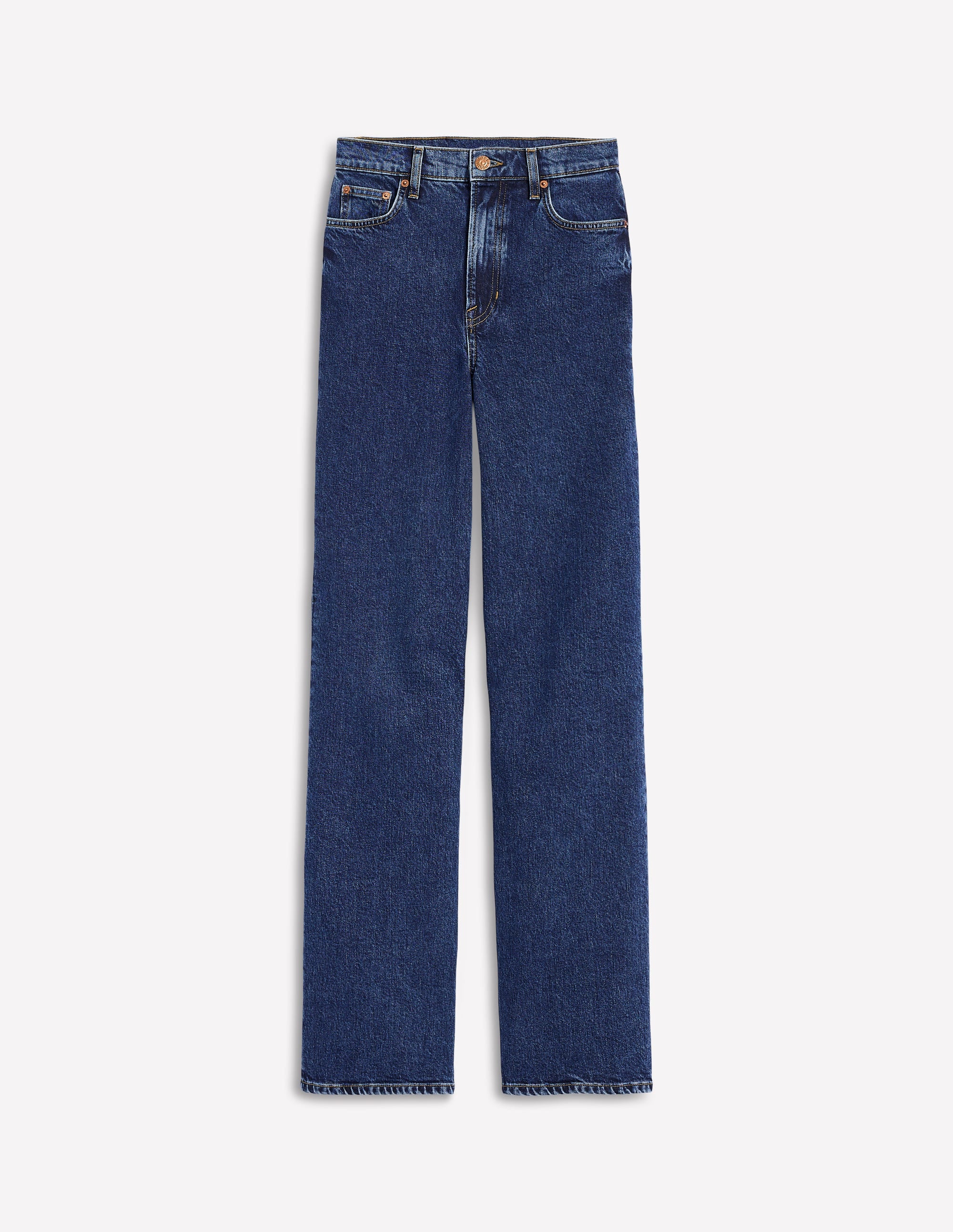 Jeans mit hohem Bund und geradem, weitem Bein-Dunkles Indigo - Image 10