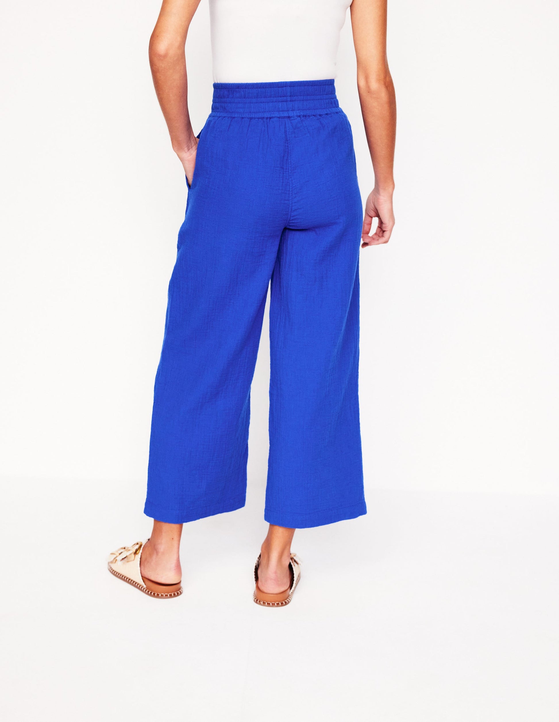 Verkürzte Doppeltuch-Hose-Leuchtendes Blau-3