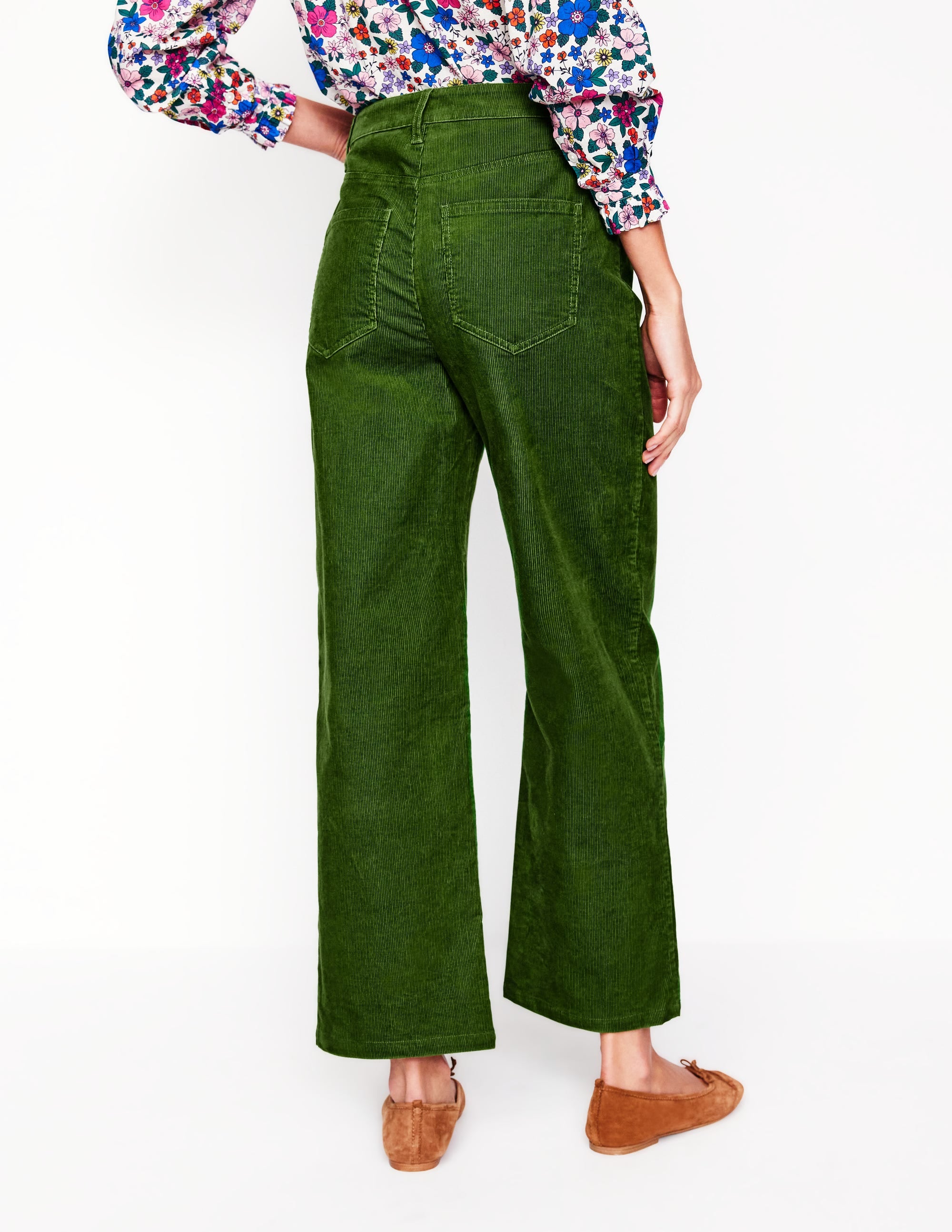 High Rise Straight Cord Jeans-Promenade Green - Image 4