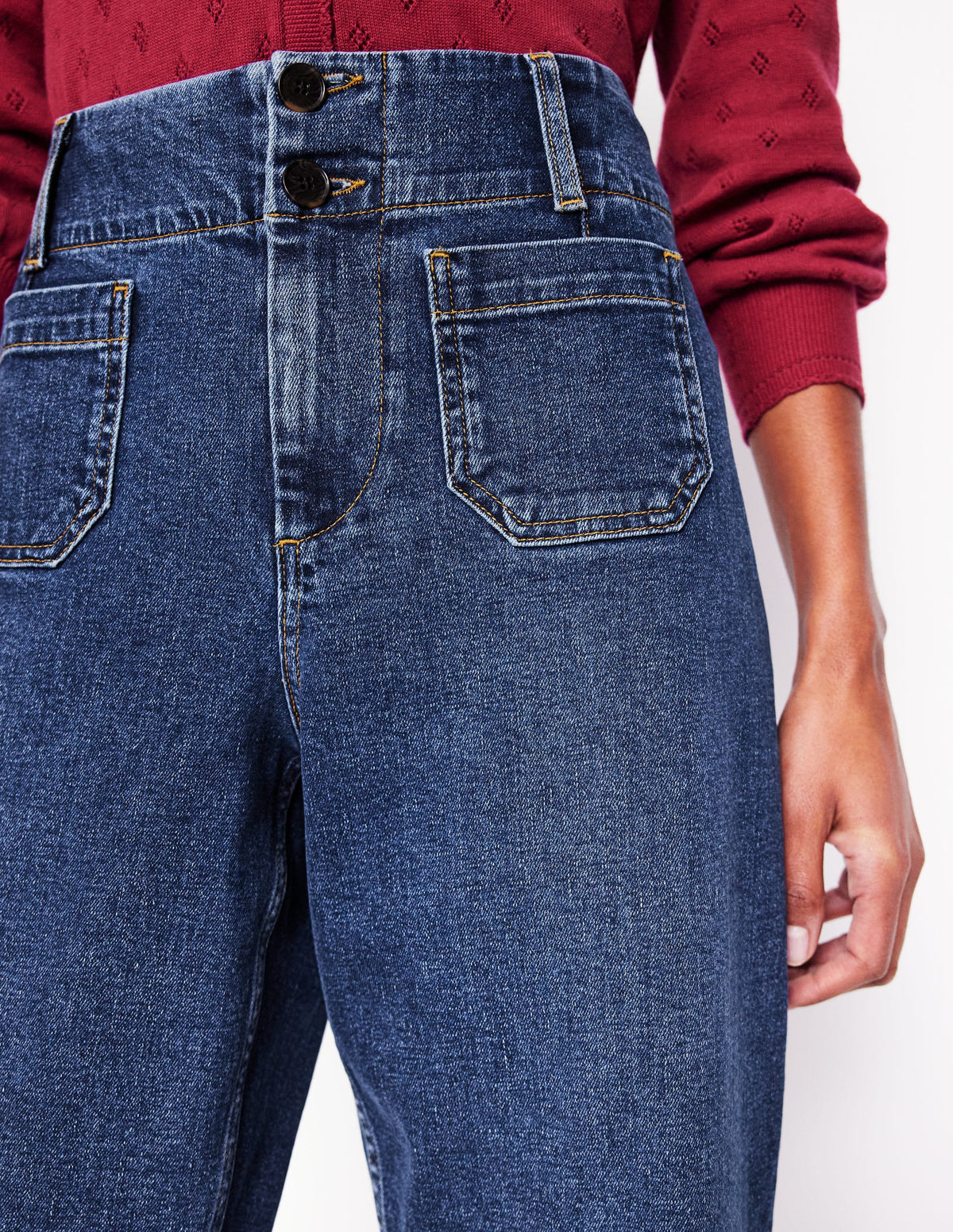 Primrose Verkürzte Jeans-Beatnik Red-2
