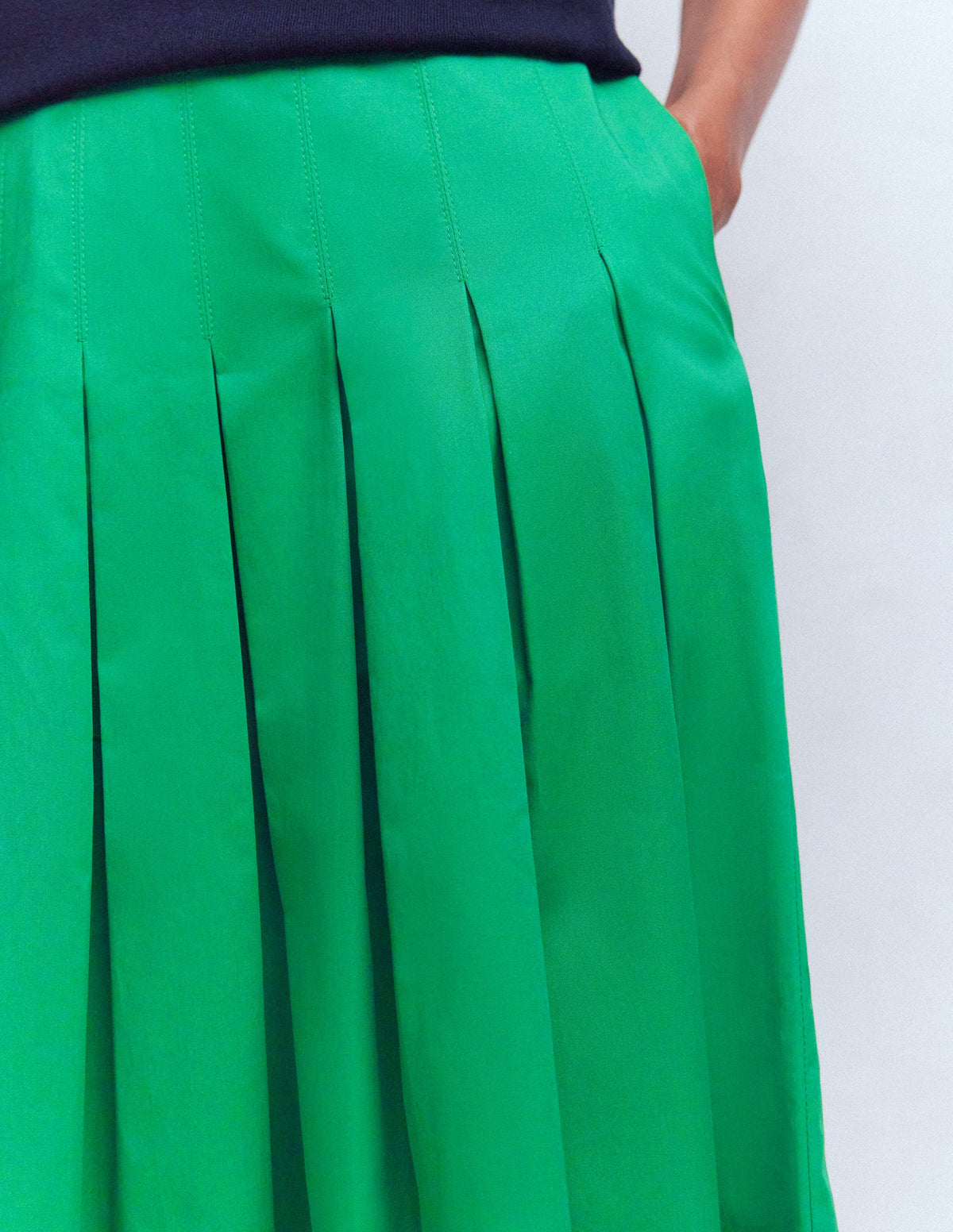 Valentina Cotton Sateen Skirt-Rich Emerald-2