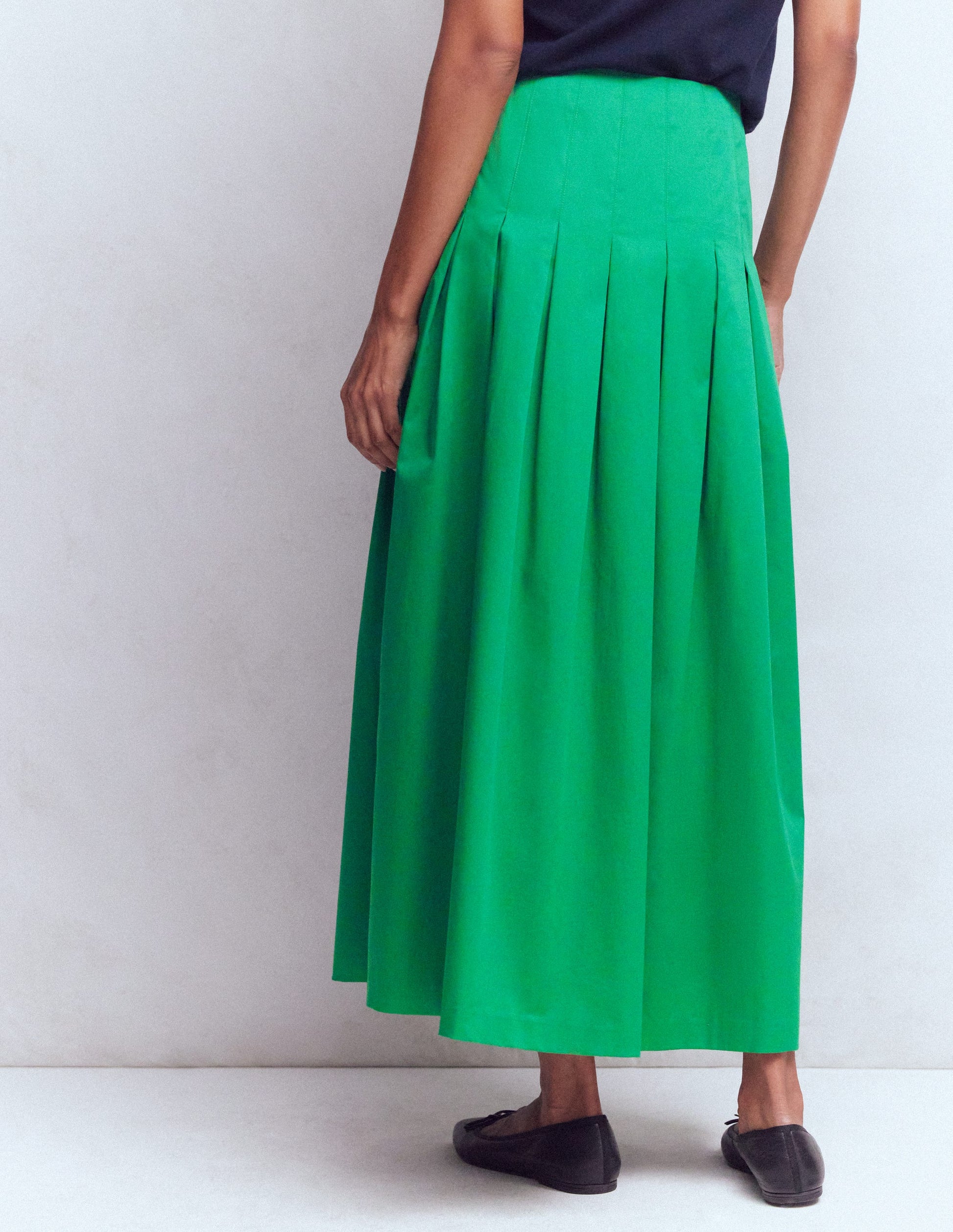 Valentina Cotton Sateen Skirt-Rich Emerald-3
