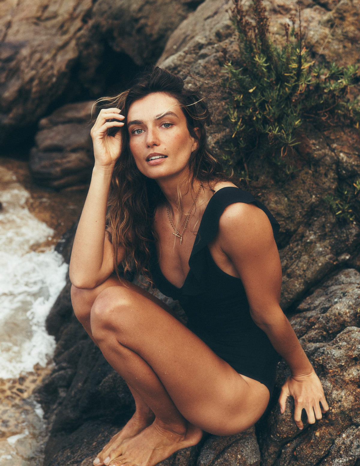 Maillot de bain Evia à volants-Noir-2