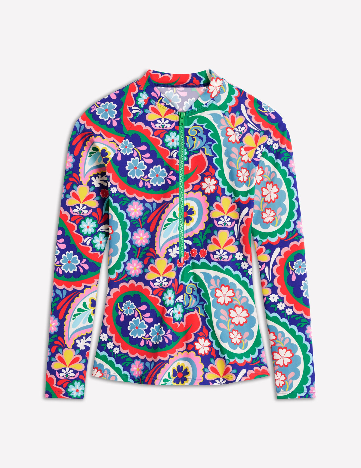 Long Sleeve Rash Guard Top-Multi, Meadow Paisley-5