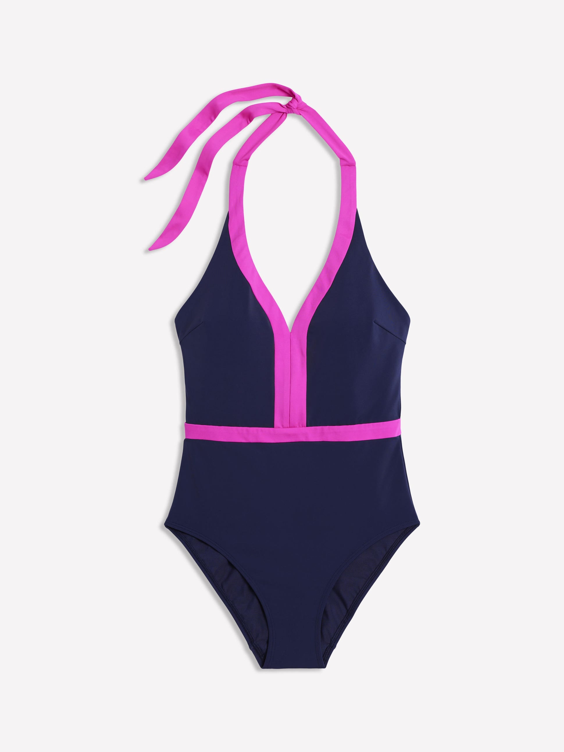 Ios V Panel Swimsuit-Navy, Pink-5