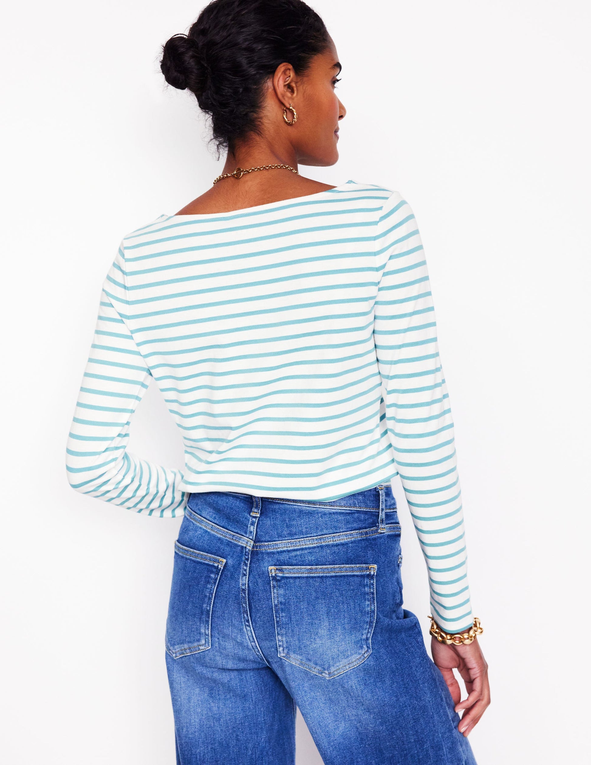 Ella Breton-Shirt mit langen Ärmeln-Naturweiß, Entenei-Blau-3