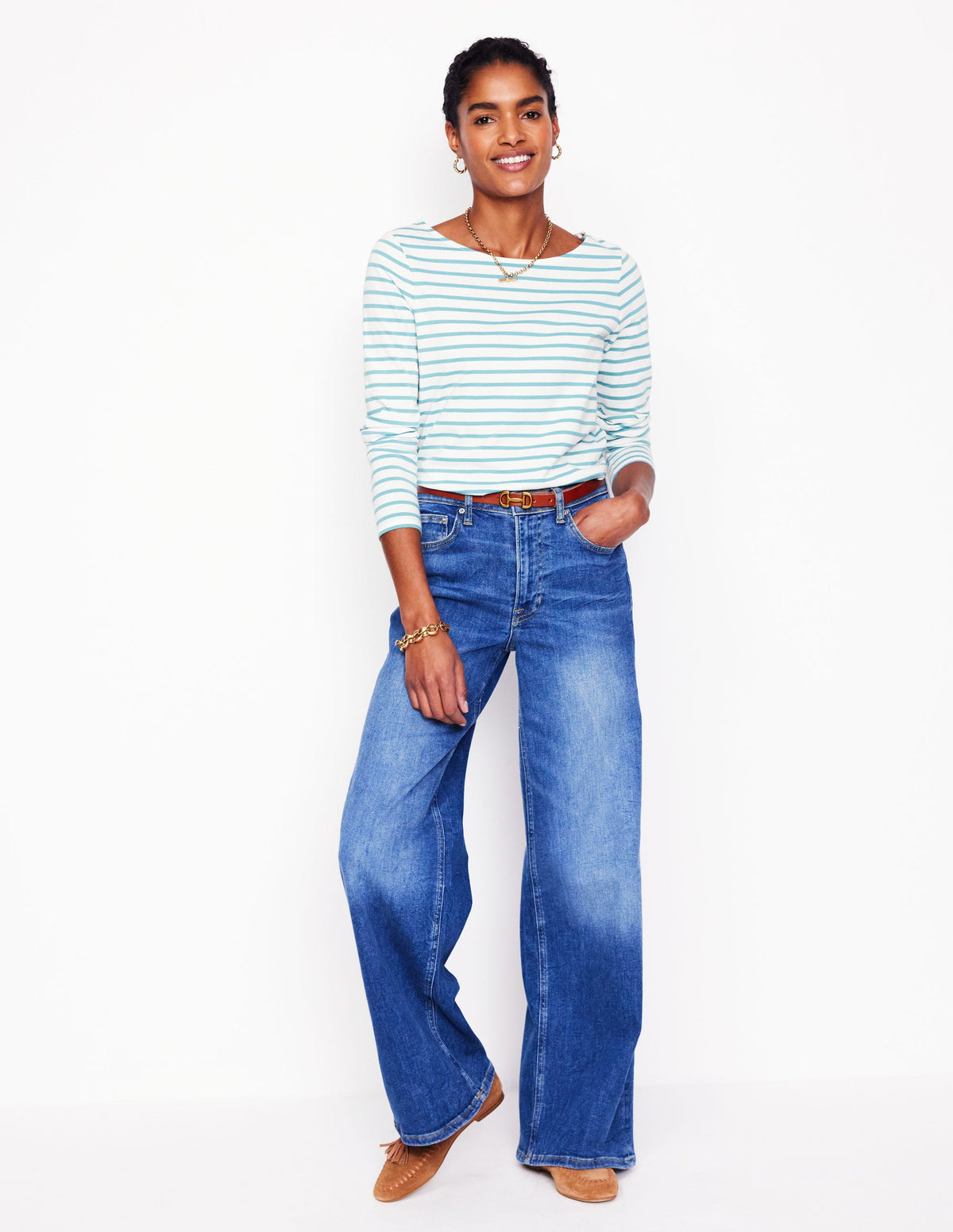 Ella Breton-Shirt mit langen Ärmeln-Naturweiß, Entenei-Blau-4