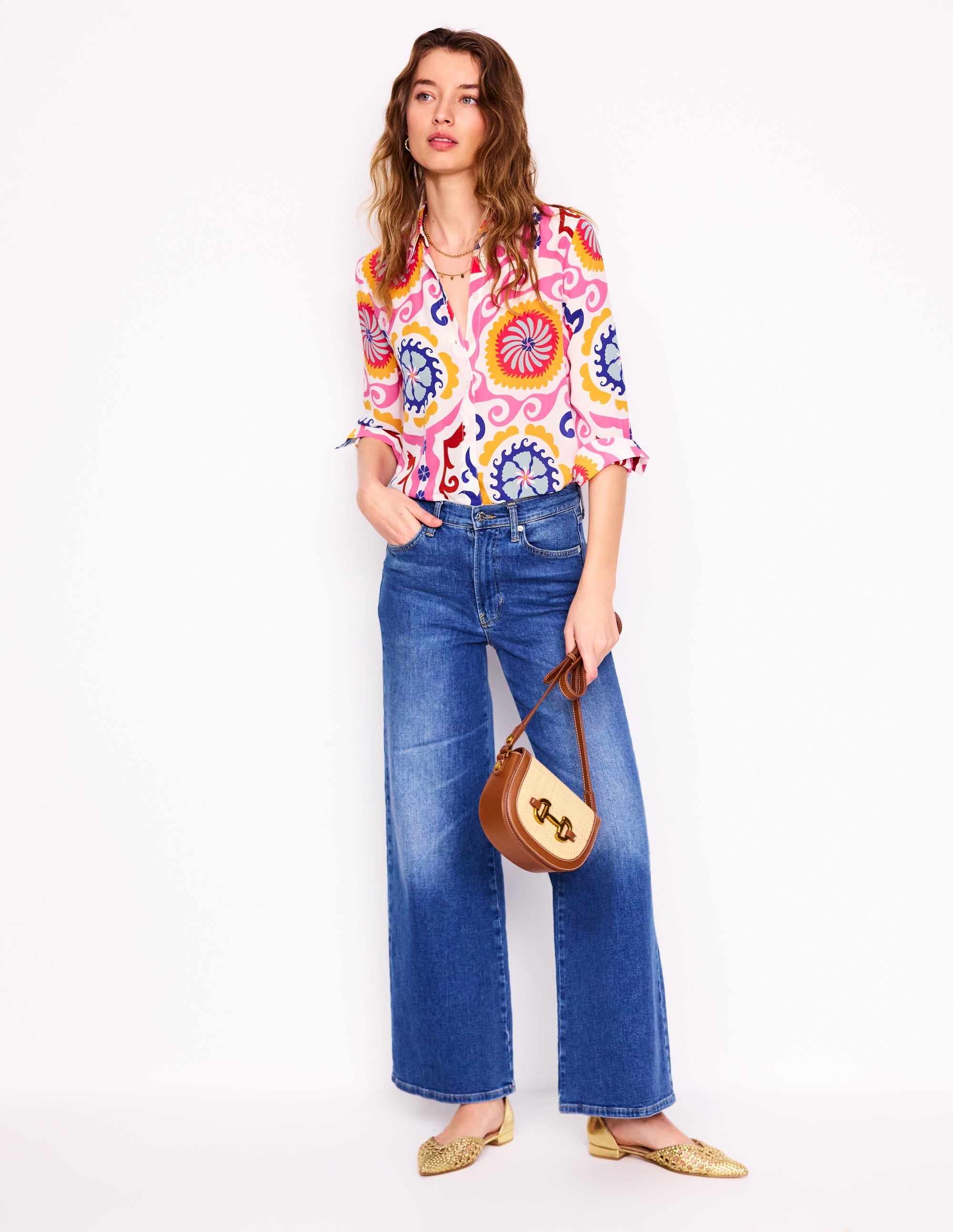 Sienna Seidenhemd-Bunt, Zierwelle - Image 4