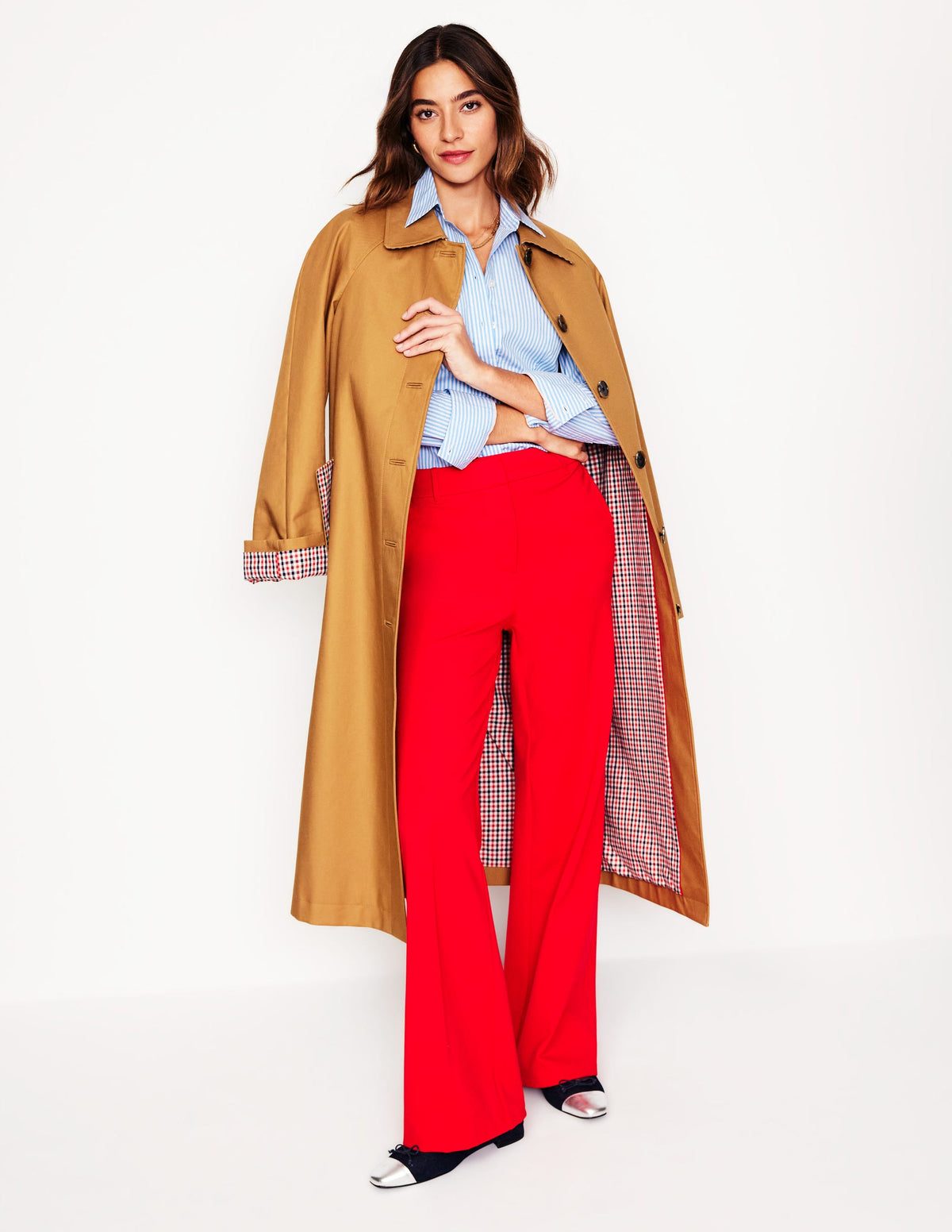 Saskia Stretch Cotton Shirt-Forget Me Not, Ivory Stripe-4