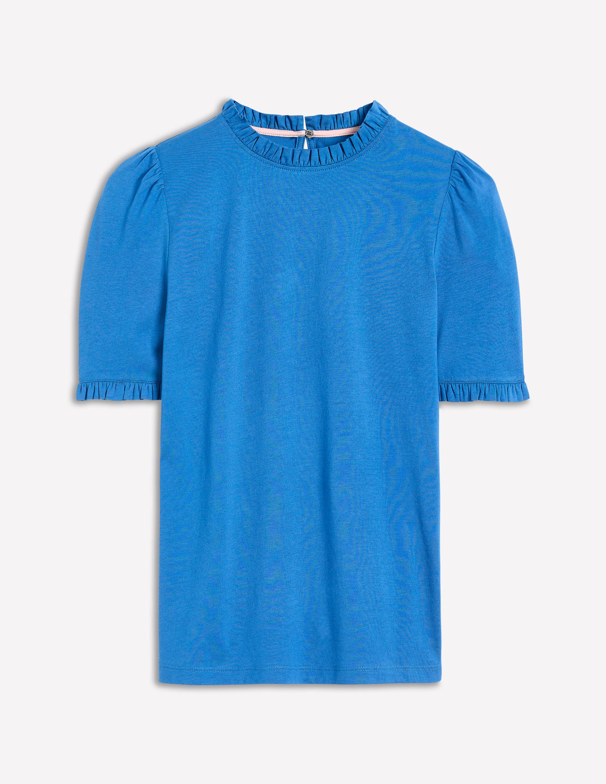 Superweiches T-Shirt mit Rüschendetail-Galerie-Blau - Image 5