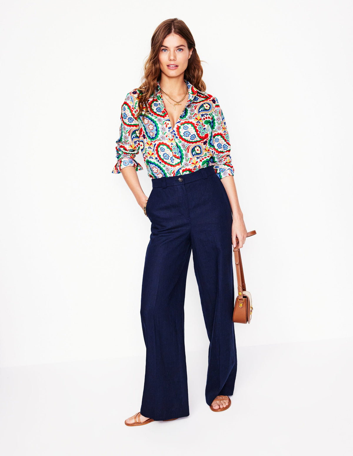 Sienna Leinenhemd-Bunt Wiesen-Paisley - Image 7