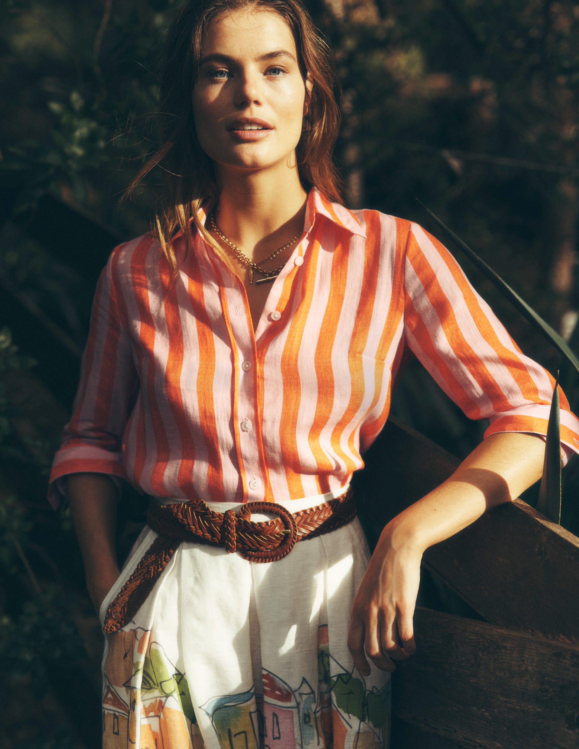 Sienna Leinenhemd-Knallrot und Rosa Streifen - Image 7