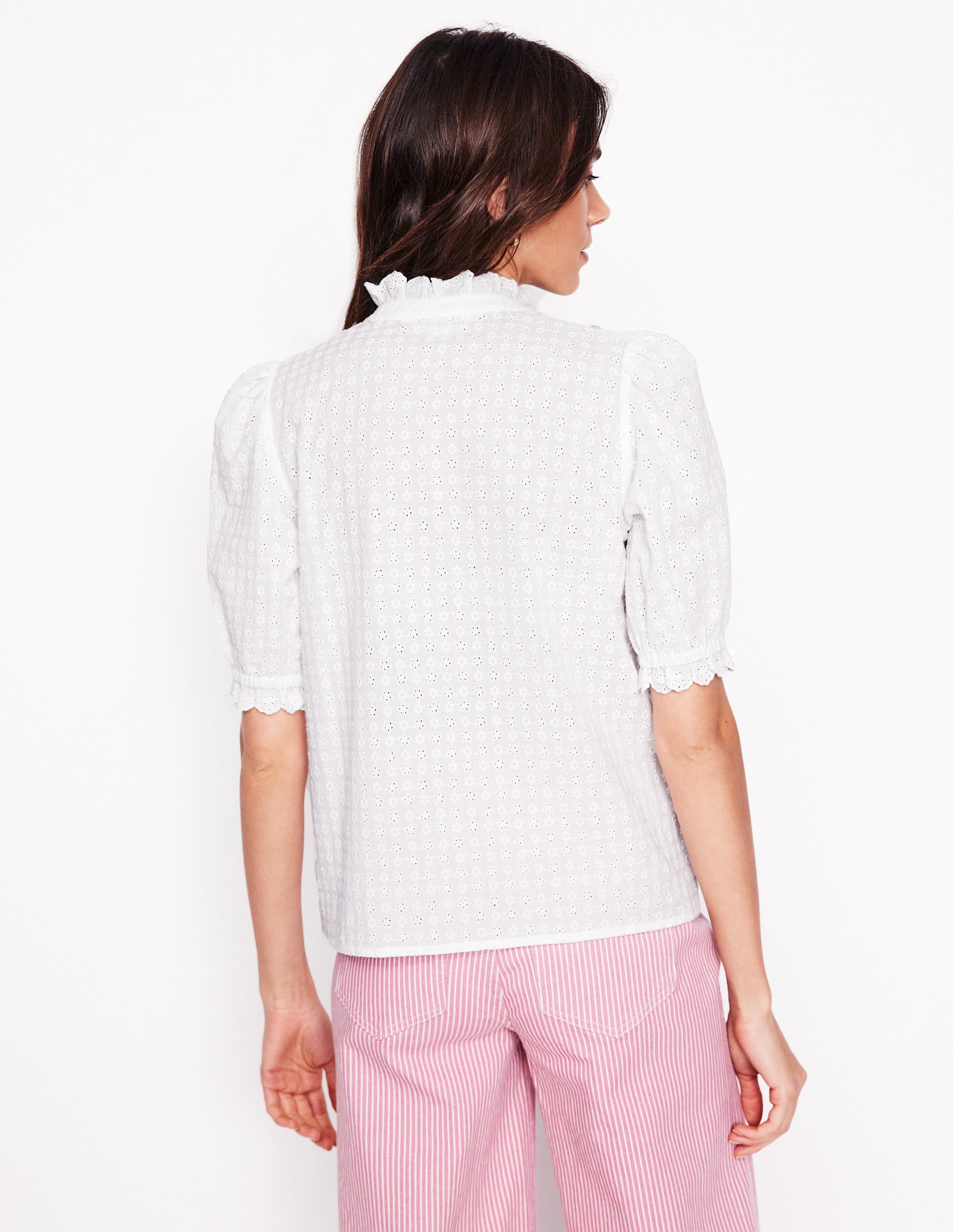 Feminine Baumwollbluse-Weiß - Image 3