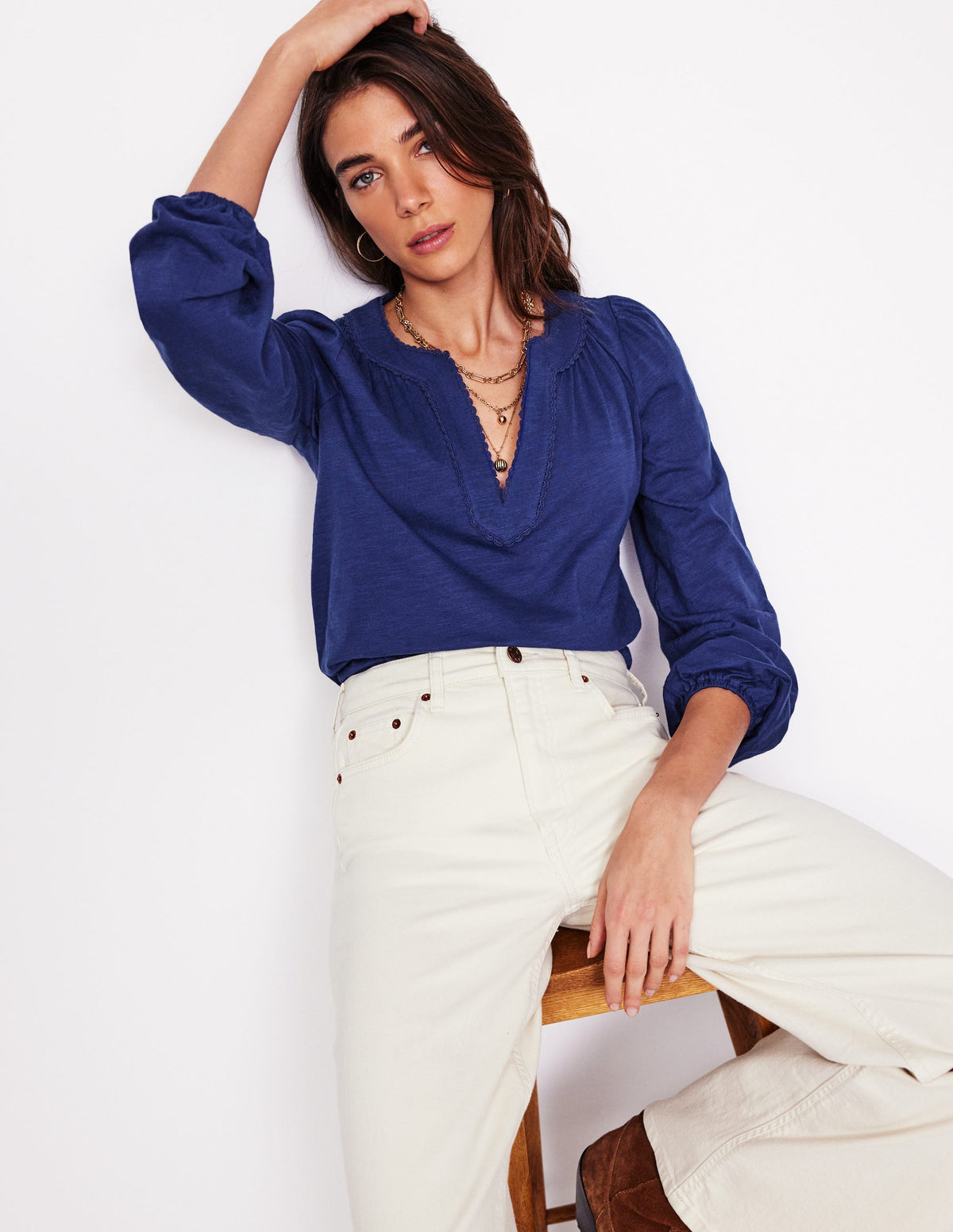Ava Langärmliges Oberteil mit Besatz-Aristocratic Blue/ Ivory Stripe-1