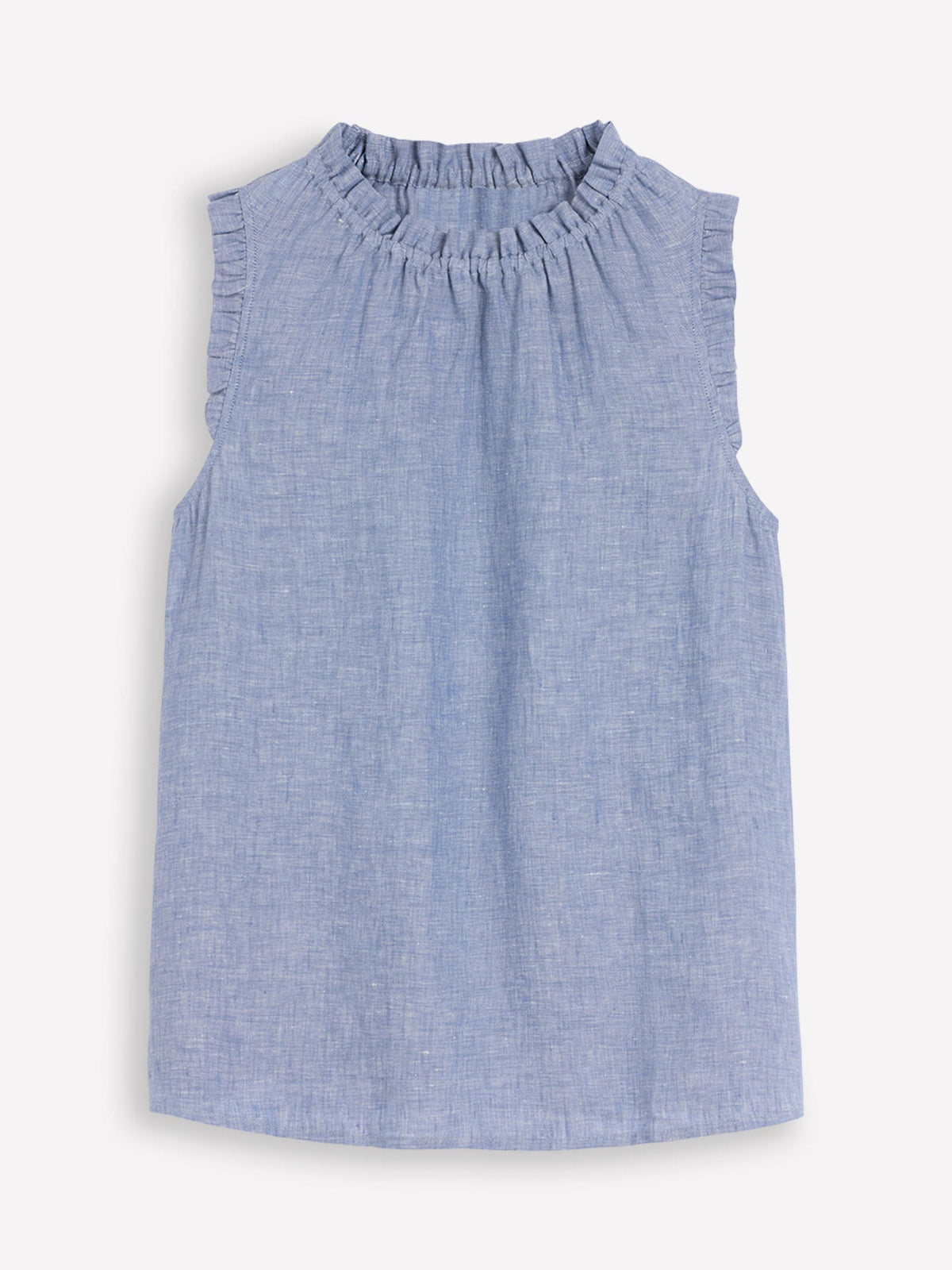 Top Sophie en lin à volants-Bleu chambray-5