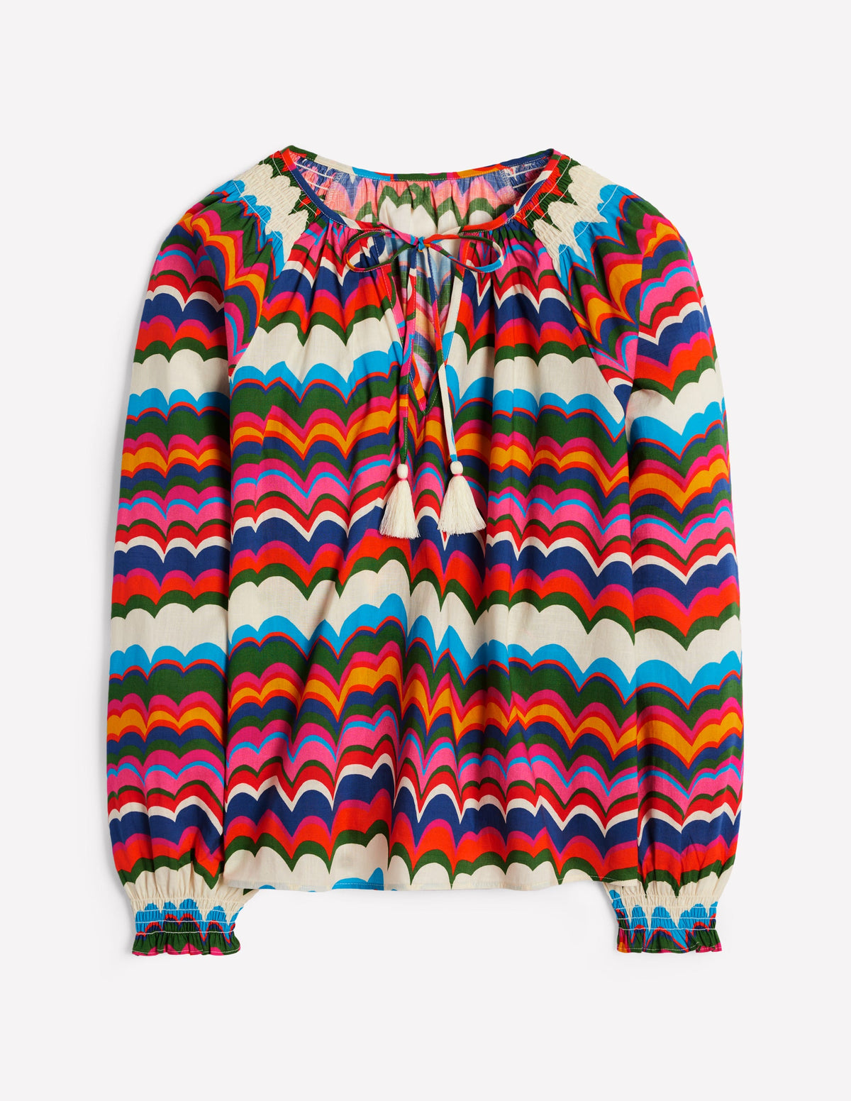 Blouse décontractée en coton-Multi, motif Abstract Wave - Image 6