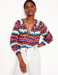 Blouse décontractée en coton-Multi, motif Abstract Wave