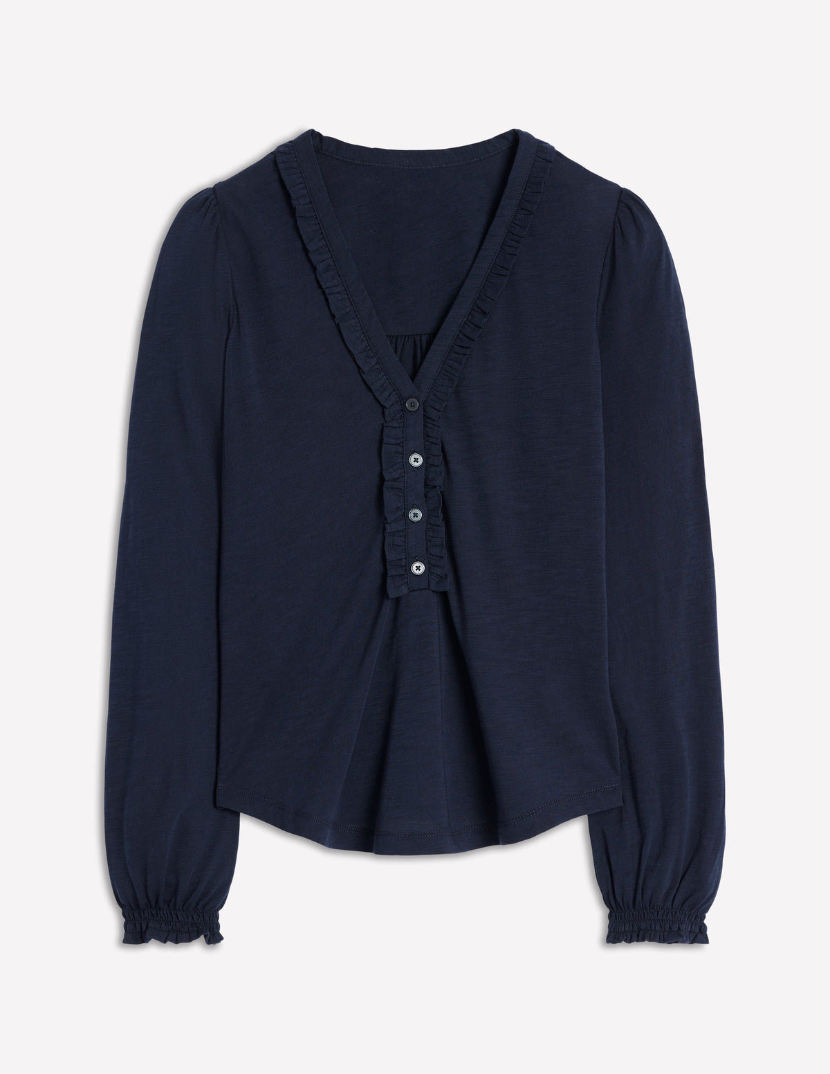 Poppy Henley-Shirt mit Rüschen-Aqua Marine Marl - Image 5