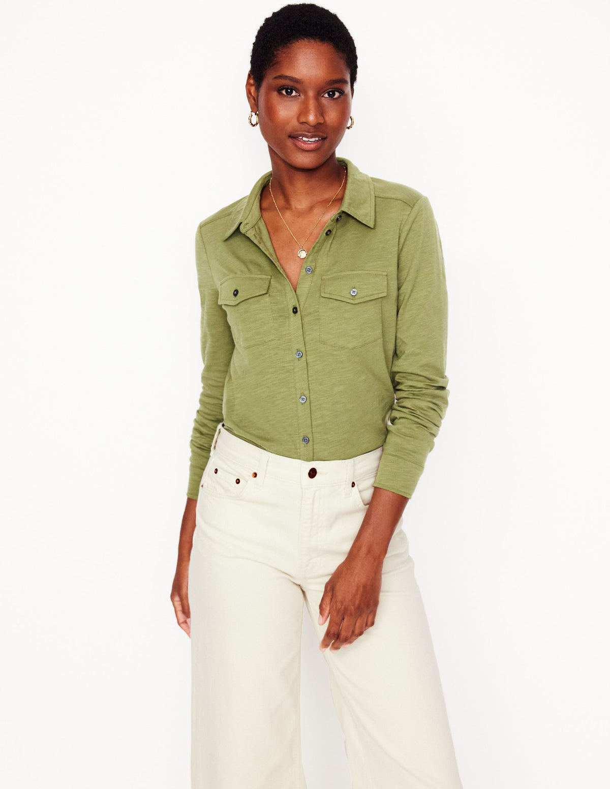 Amy Jersey-Hemd-Sanftes Olivgrün-1